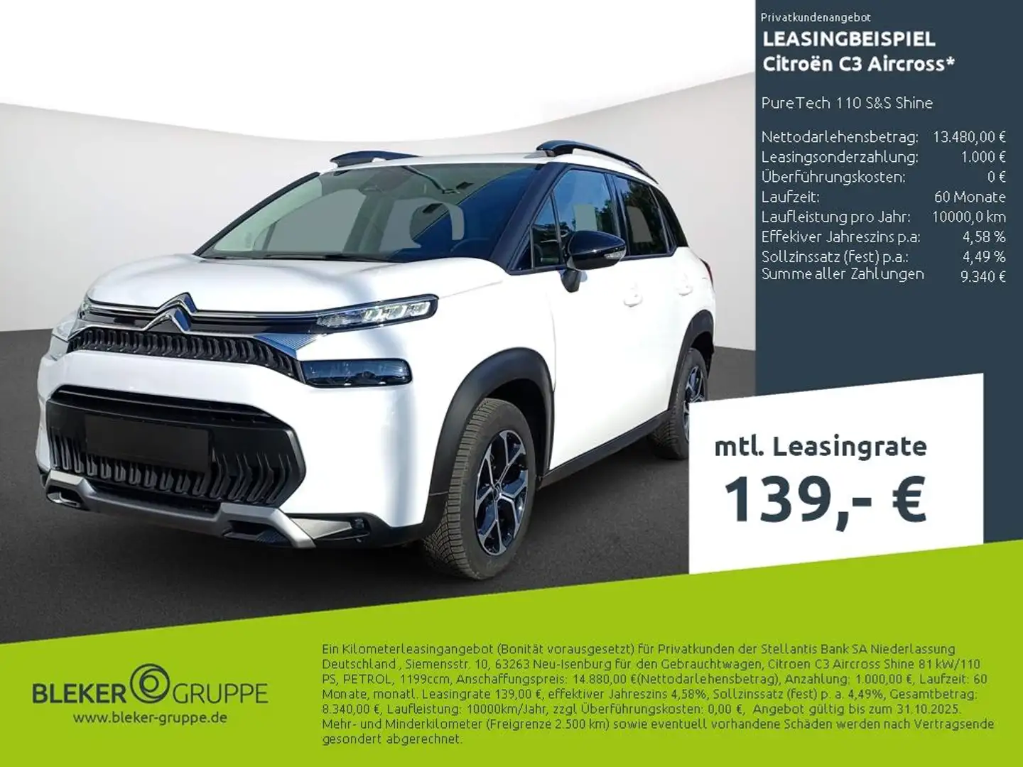Citroen C3 Aircross PureTech 110 S&S Shine Blanc - 1