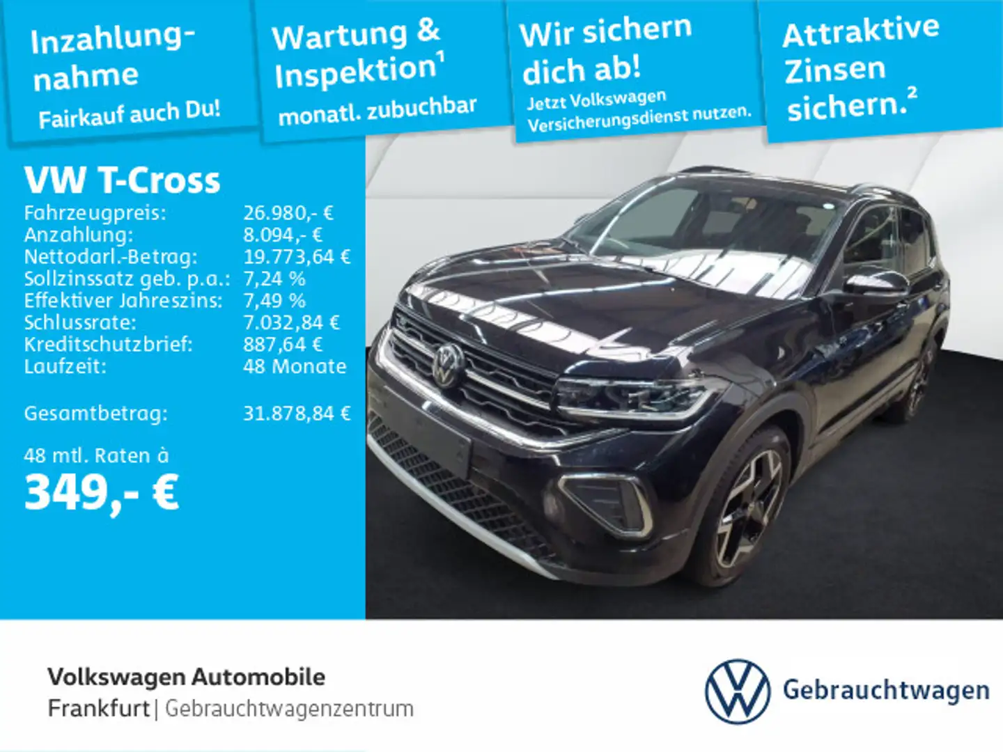 Volkswagen T-Cross 1.5 TSI DSG R-Line DAB+ IQLight IQDrive Schwarz - 1
