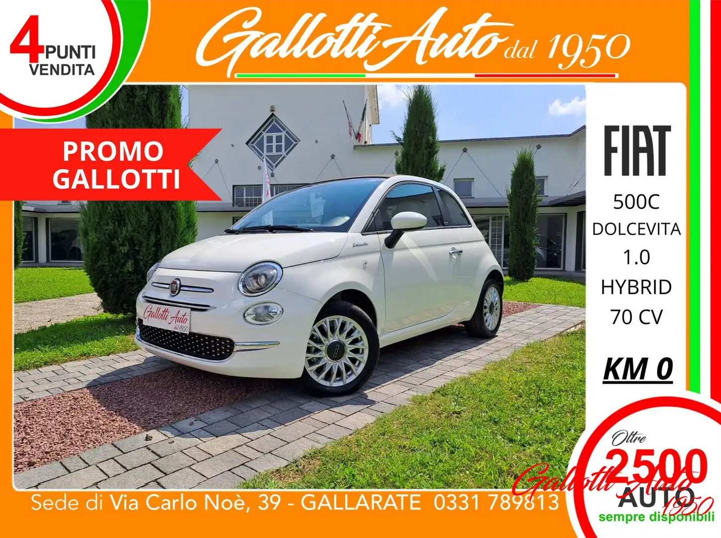 Fiat 500C 1.0 Hybrid Dolcevita-PROMO GALLOTTI Alb - 1