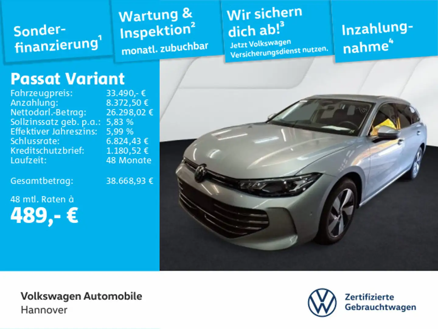 Volkswagen Passat Variant 1.5 eTSI DSG Navi AHK LED Kamer D Silber - 1