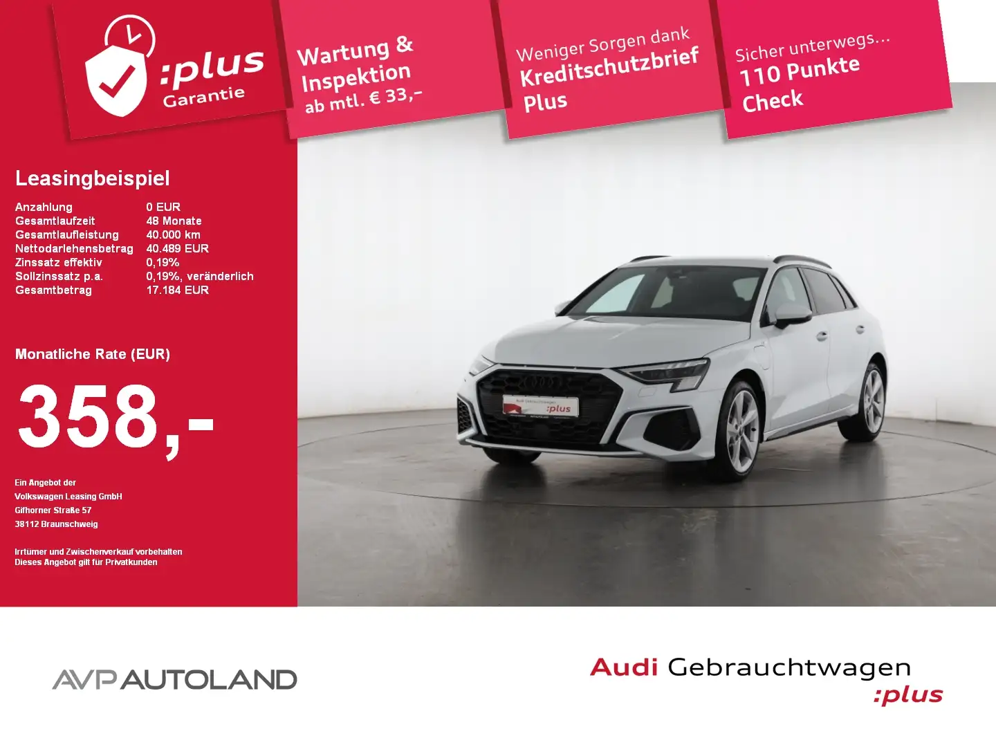 Audi A3 Sportback 45 TFSI e S tronic S line MATRIX Weiß - 1