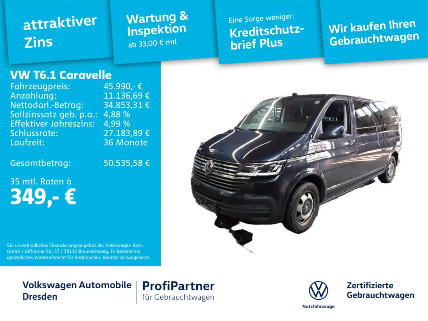 Volkswagen T6.1 Caravelle Comf. LR DSG NAV LED AHZV ACC Albastru - 1
