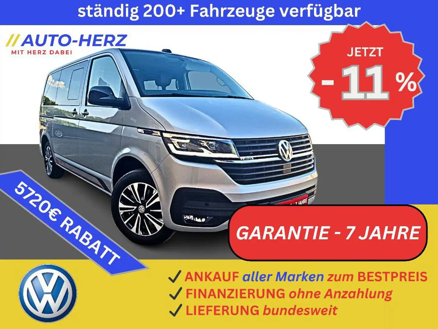Volkswagen T6 Multivan T6.1 Multivan 4Motion 7-Sitz+2-Schiebe+LED+Leder Silber - 1