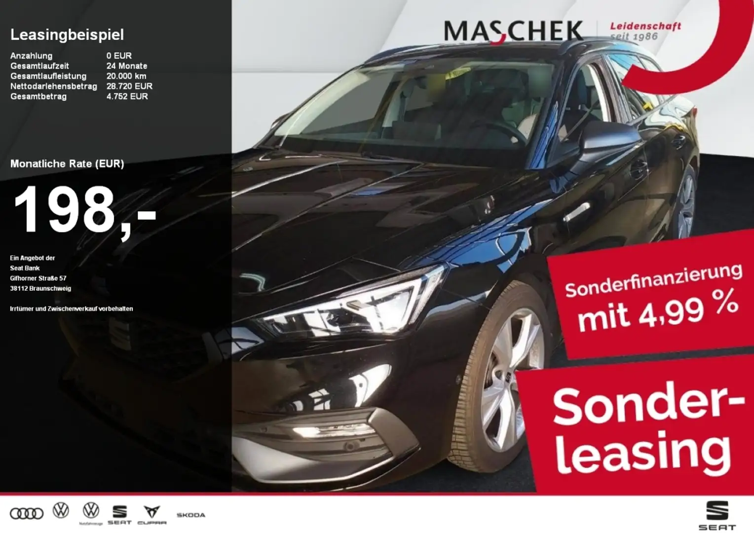 SEAT Leon ST FR 1.5 eTSI DSG Matrix Navi RearView ACC Noir - 1