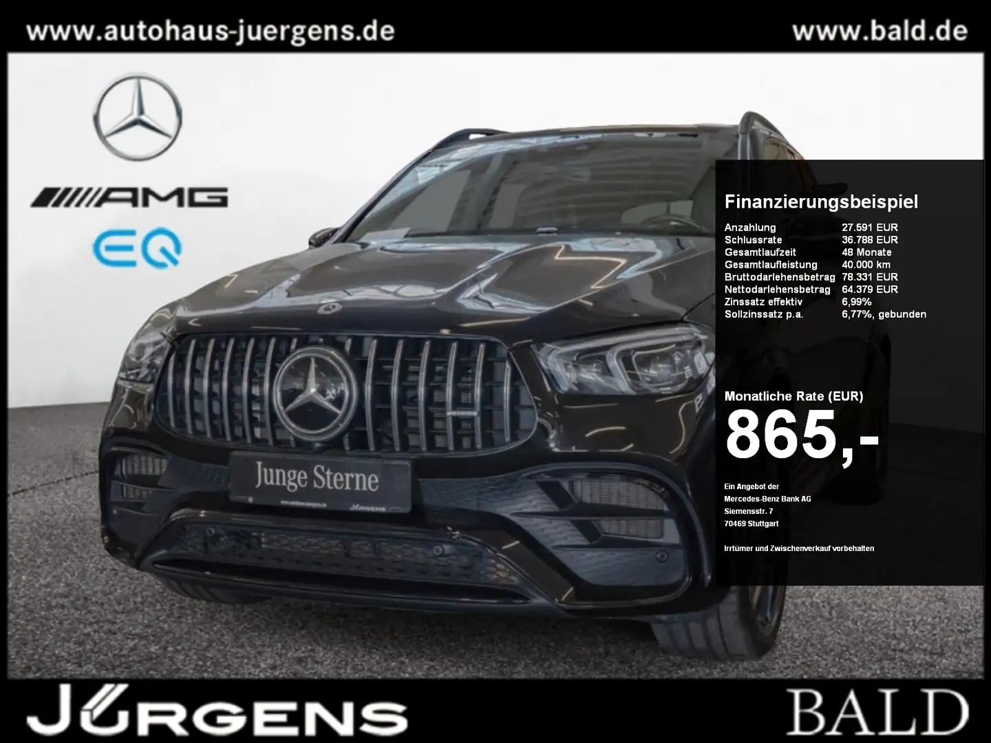 Mercedes-Benz GLE 63 AMG 4M+ Pano/Burm/Night/Sitzklima/HUD/360 Schwarz - 1