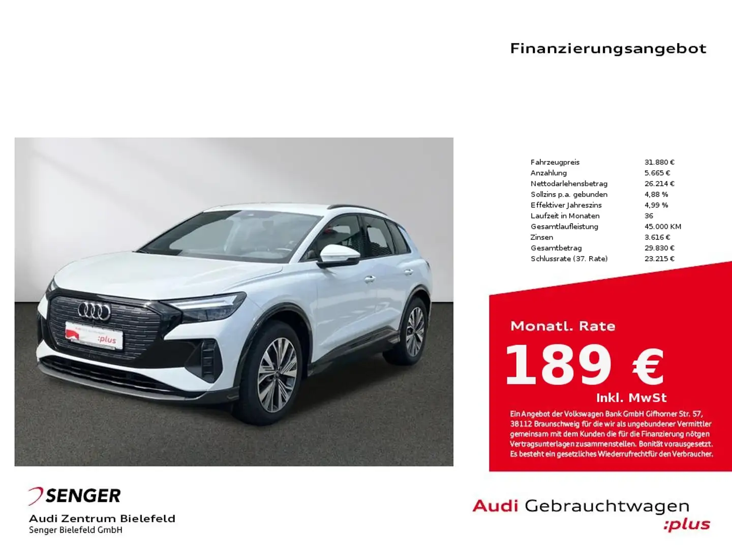 Audi Q4 e-tron 40 e-tron MMI LED Kamera Blanc - 1