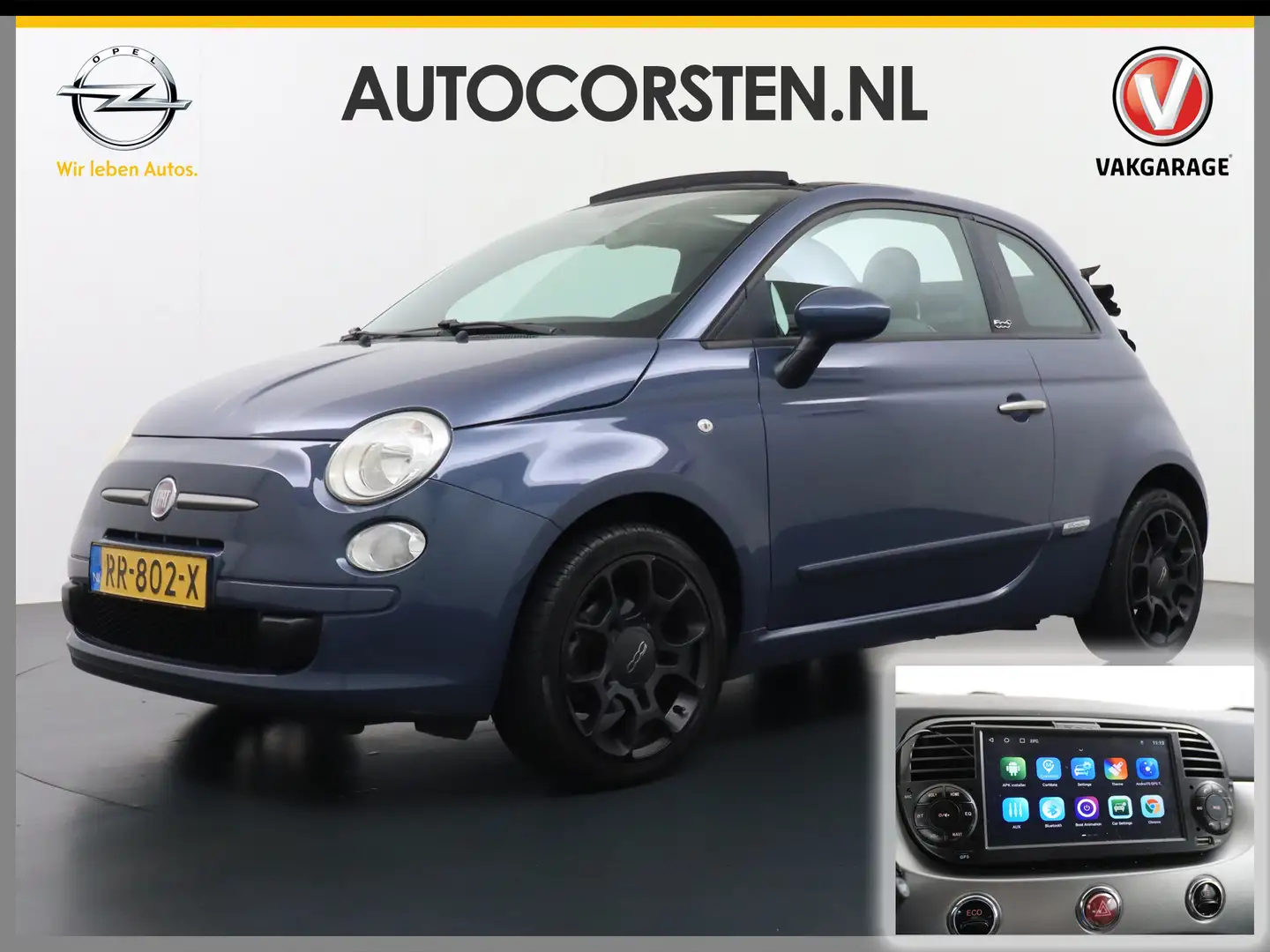 Fiat 500C T 86PK Cabrio Navi Pdc Airco via Android Auto Lmv Blau - 1