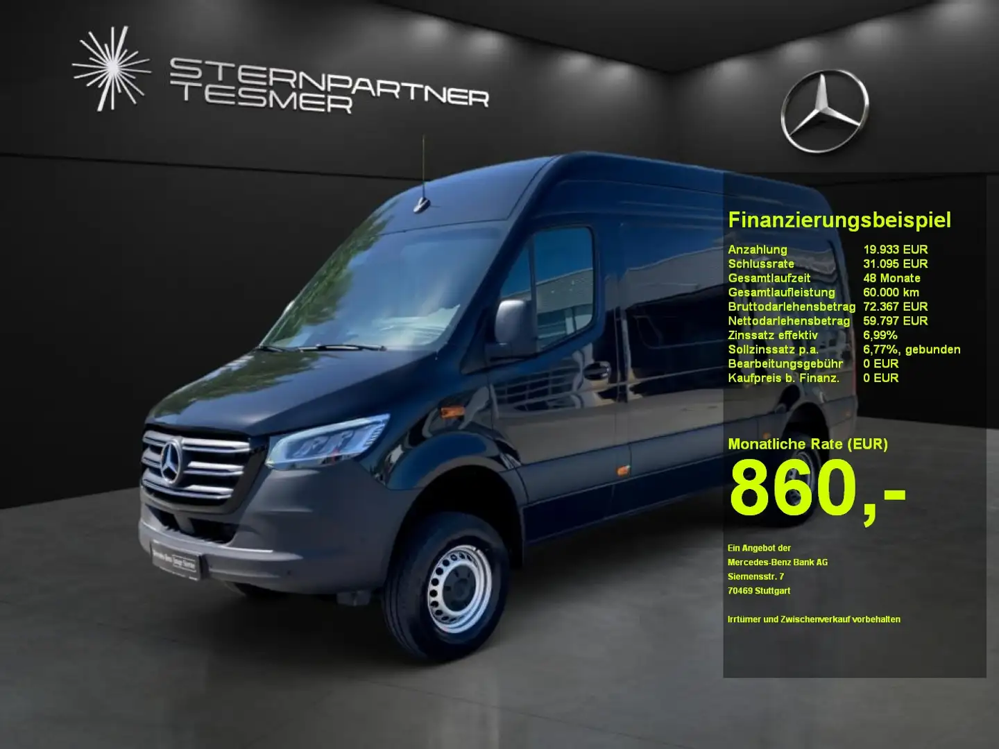 Mercedes-Benz Sprinter 319 CDI Kasten SELECT L2H2 4x4 AHK+LED Schwarz - 1