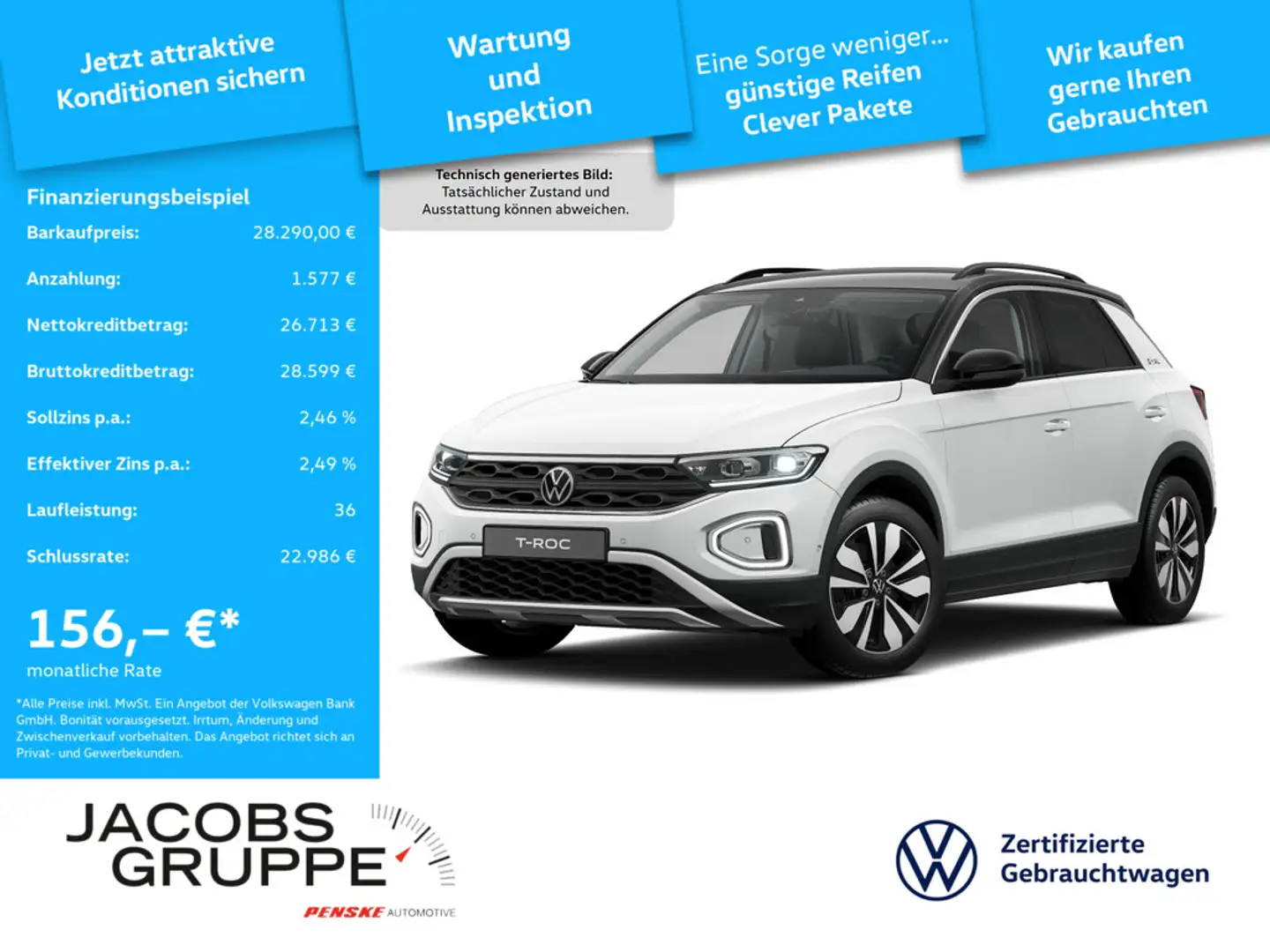 Volkswagen T-Roc 2.0 TDI DSG Goal Navi*AHK*CAM*SHZ Weiß - 1