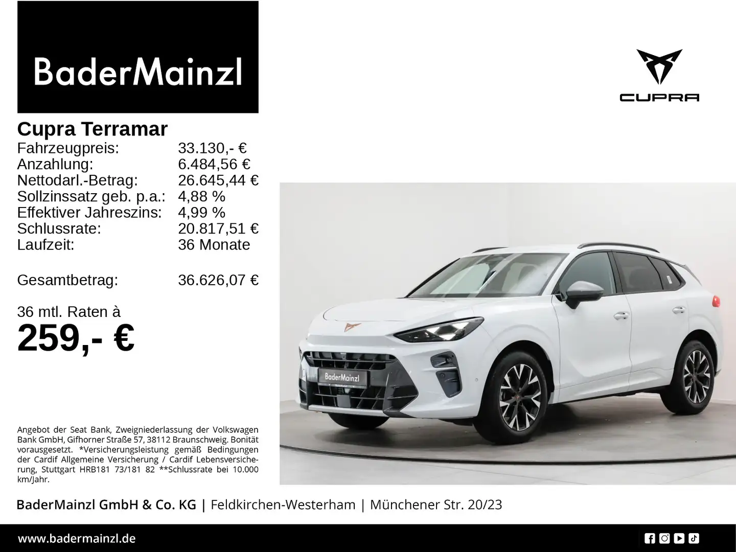 CUPRA Terramar 1.5 eTSI DSG Matrix HUD 360° Navi ACC Weiß - 1