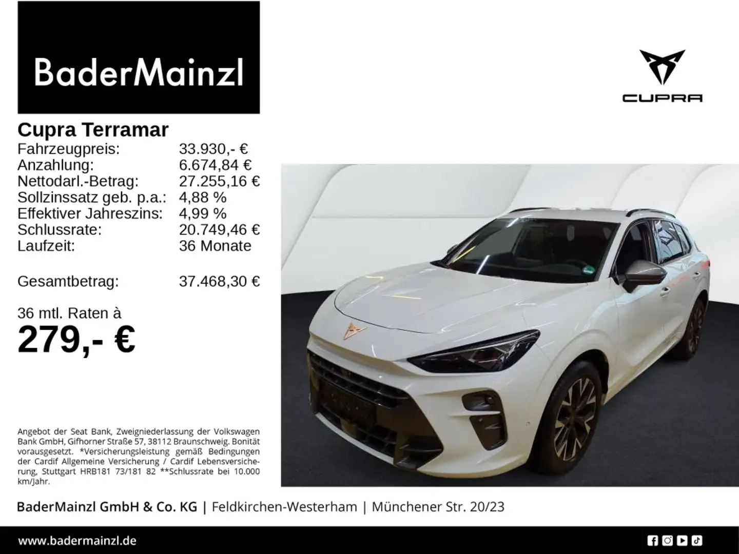 CUPRA Terramar 1.5 eTSI DSG Matrix HUD 360° Navi ACC Weiß - 1