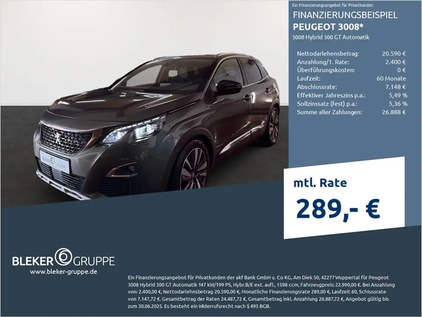 Peugeot 3008 Hybrid4 300 GT Grau - 1