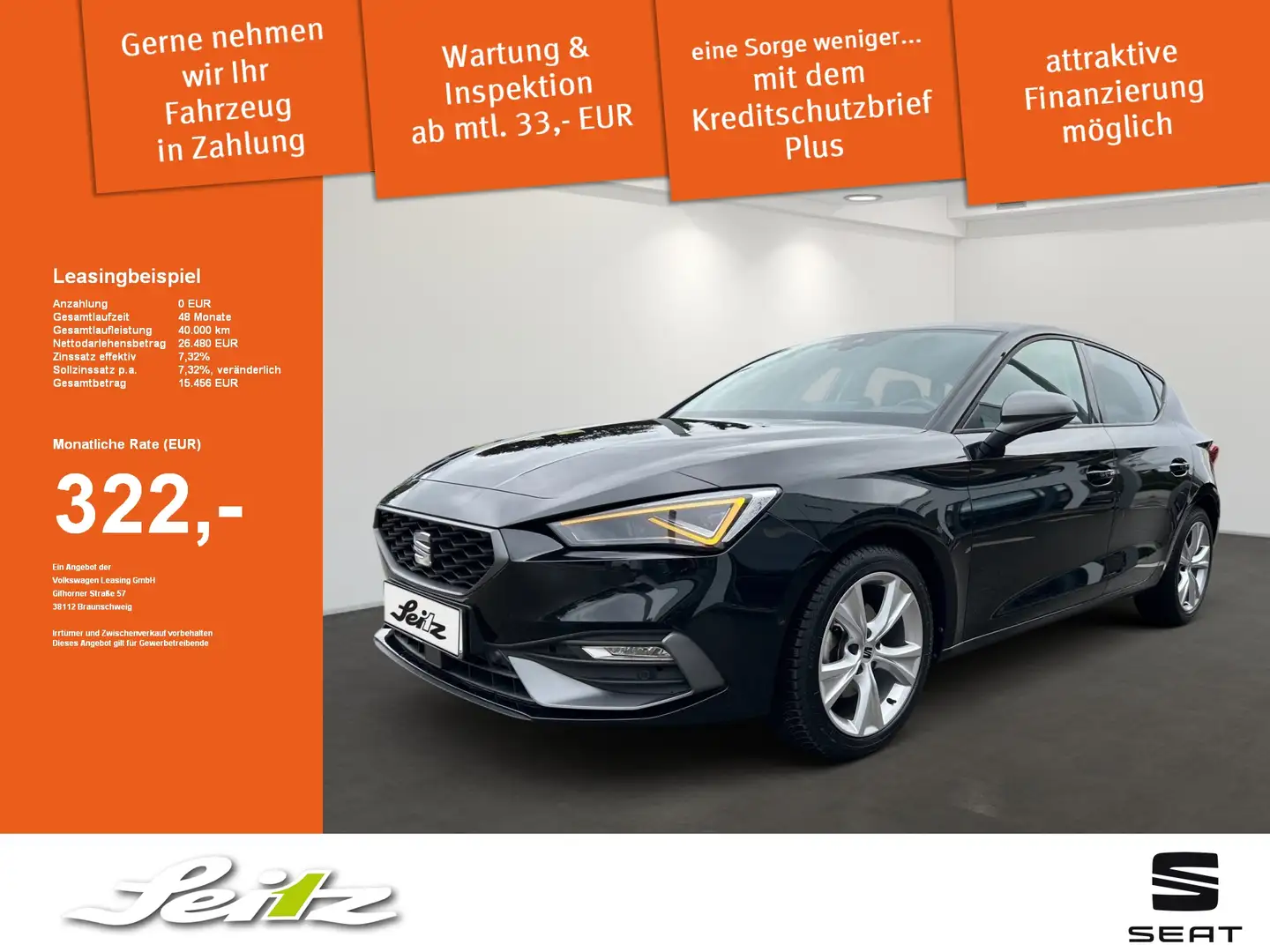 SEAT Leon 1.5 eTSI FR *MATRIX*KAMERA*NAVI*SITZH* Schwarz - 1