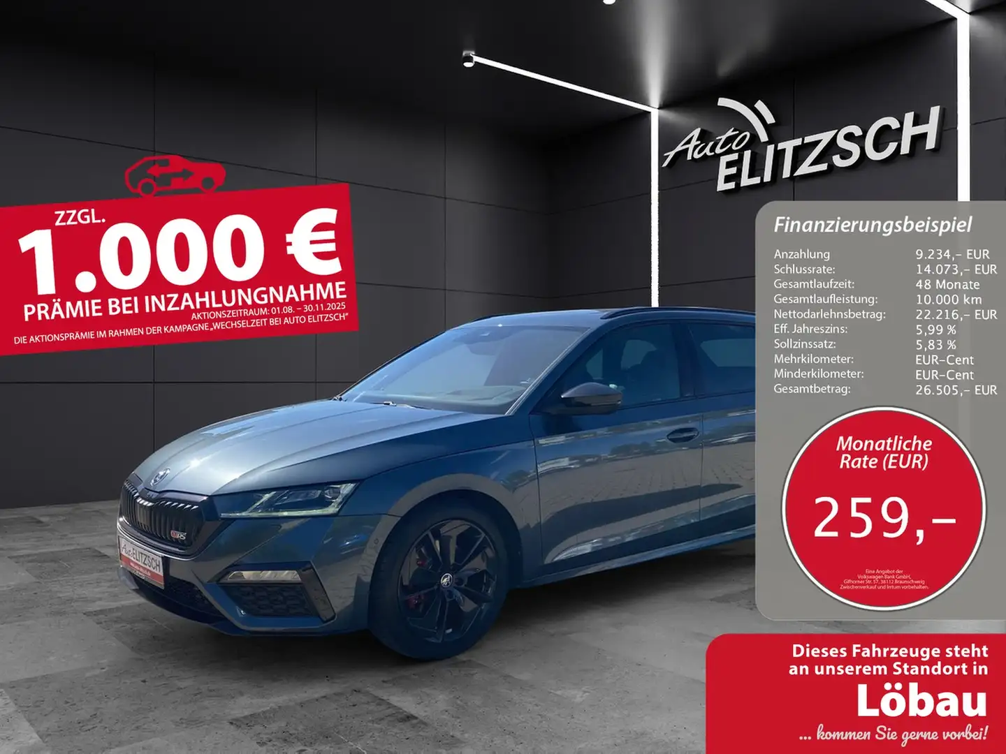 Skoda Octavia Combi RS TDI DSG 4x4 Matrix AHK Navi Pano HUD A... Grau - 1