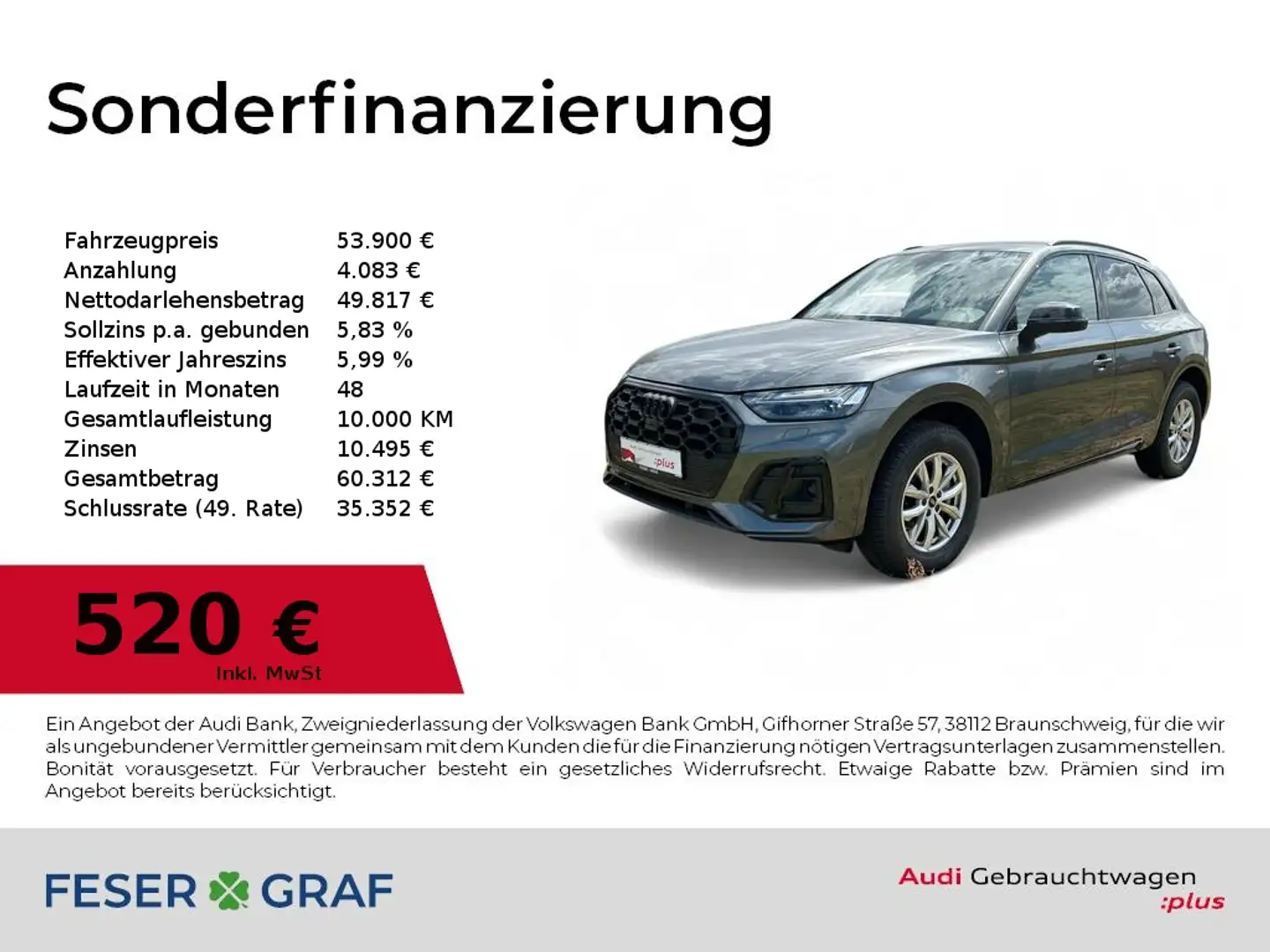 Audi Q5 40 TFSI S line quattro S tronic Matrix-LED/360°Cam Grau - 1