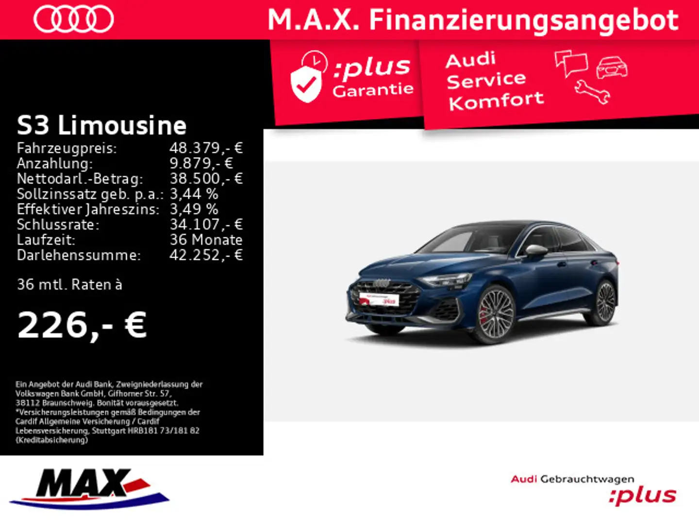Audi S3 TFSI QUATT AKRA+MATRIX+PANO+SONOS+ Bleu - 1