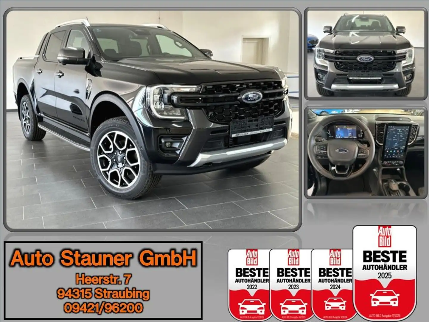 Ford Ranger Wildtrak 3.0 e-4WD DOKA/ROLLO/AHK/ACC/SHZ Noir - 1