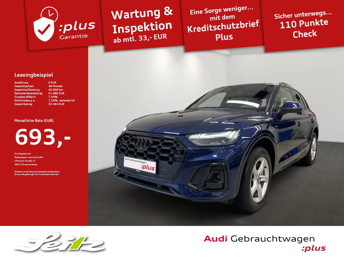 Audi Q5 50 TDI quattro S line *PANO*MATRIX*KAMERA*NAVI* Blau - 1