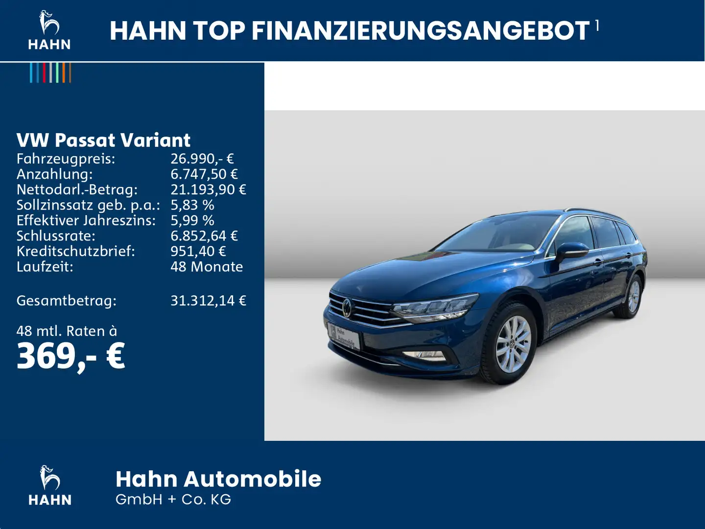 Volkswagen Passat Variant 2.0TDI DSG Business LED AHK CAM Blau - 2