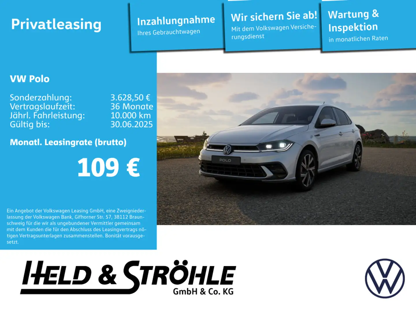 Volkswagen Polo R-Line 1.0 TSI DSG MATRIX NAV PDC SHZ ACC Silber - 1