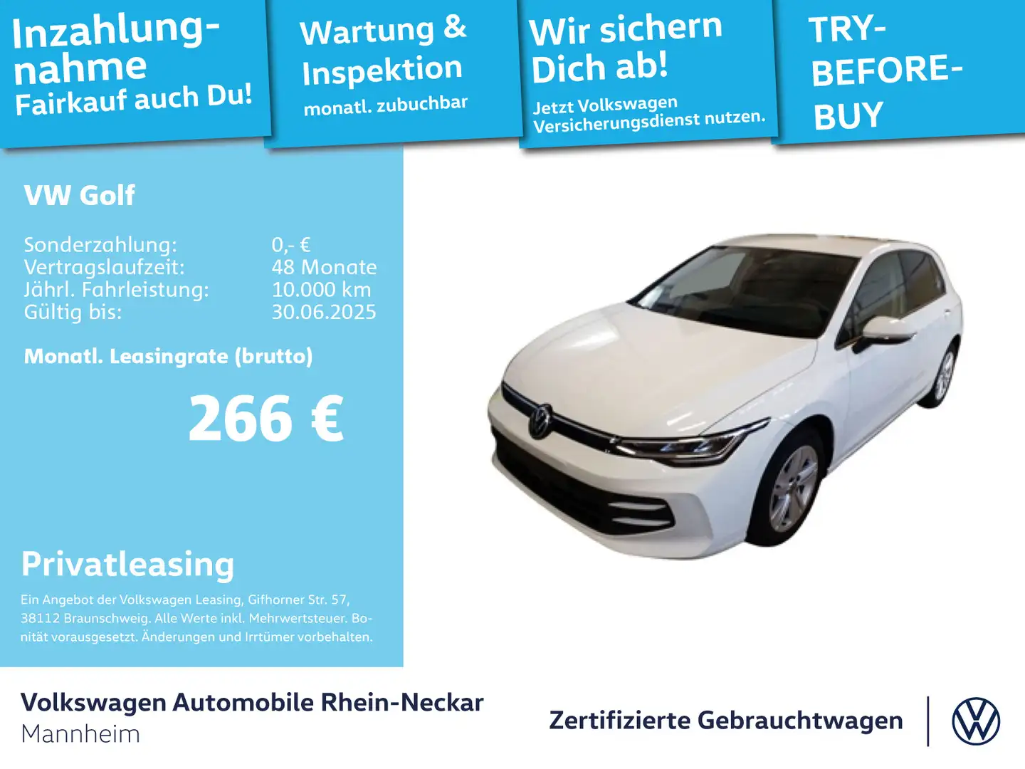 Volkswagen Golf VIII 1.5 eTSI Life DSG GAR 2029 App-Connect Weiß - 1
