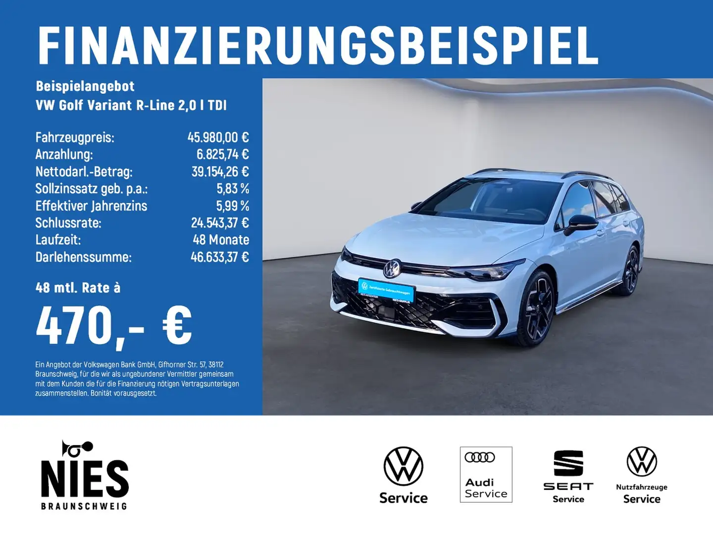 Volkswagen Golf Variant R-Line 2,0 l TDI R-Line Bleu - 2