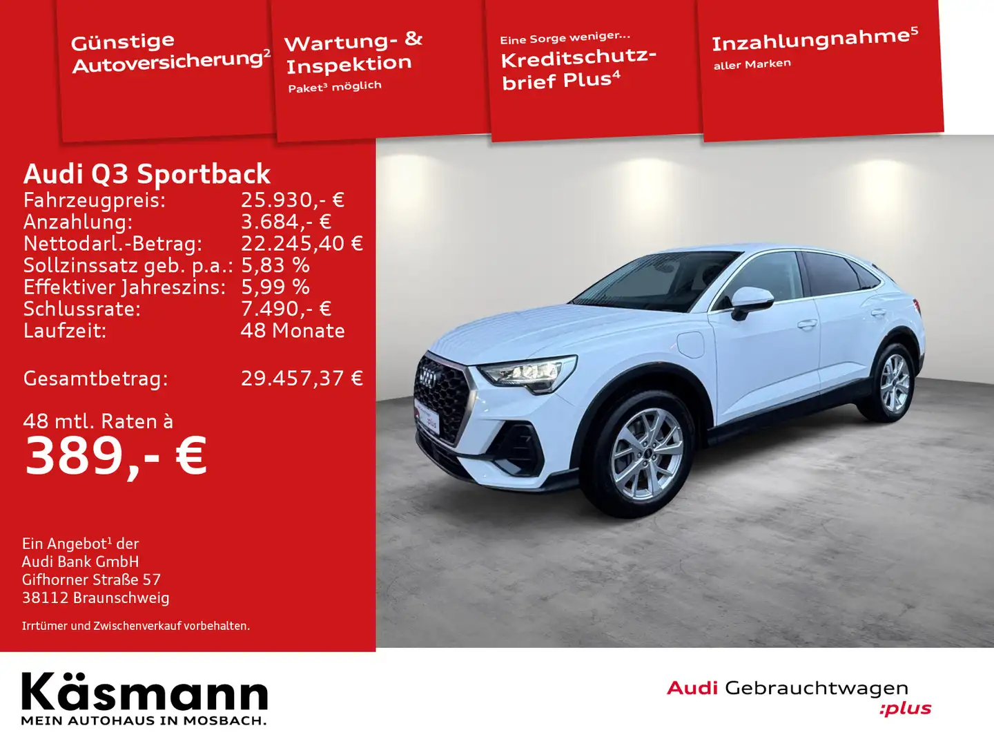 Audi Q3 45TFSIe AHK NAV KAM SHZ PDC Weiß - 2