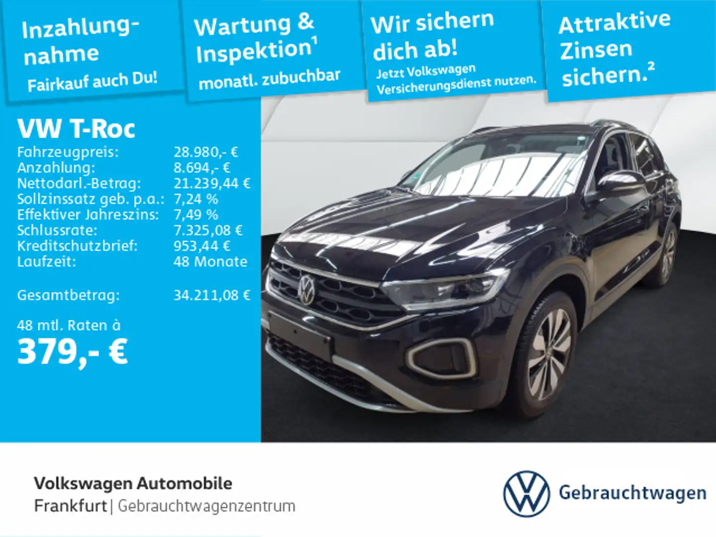 Volkswagen T-Roc 2.0 TDI DSG Goal Navi LEDPlus DAB+ FrontAs Schwarz - 1
