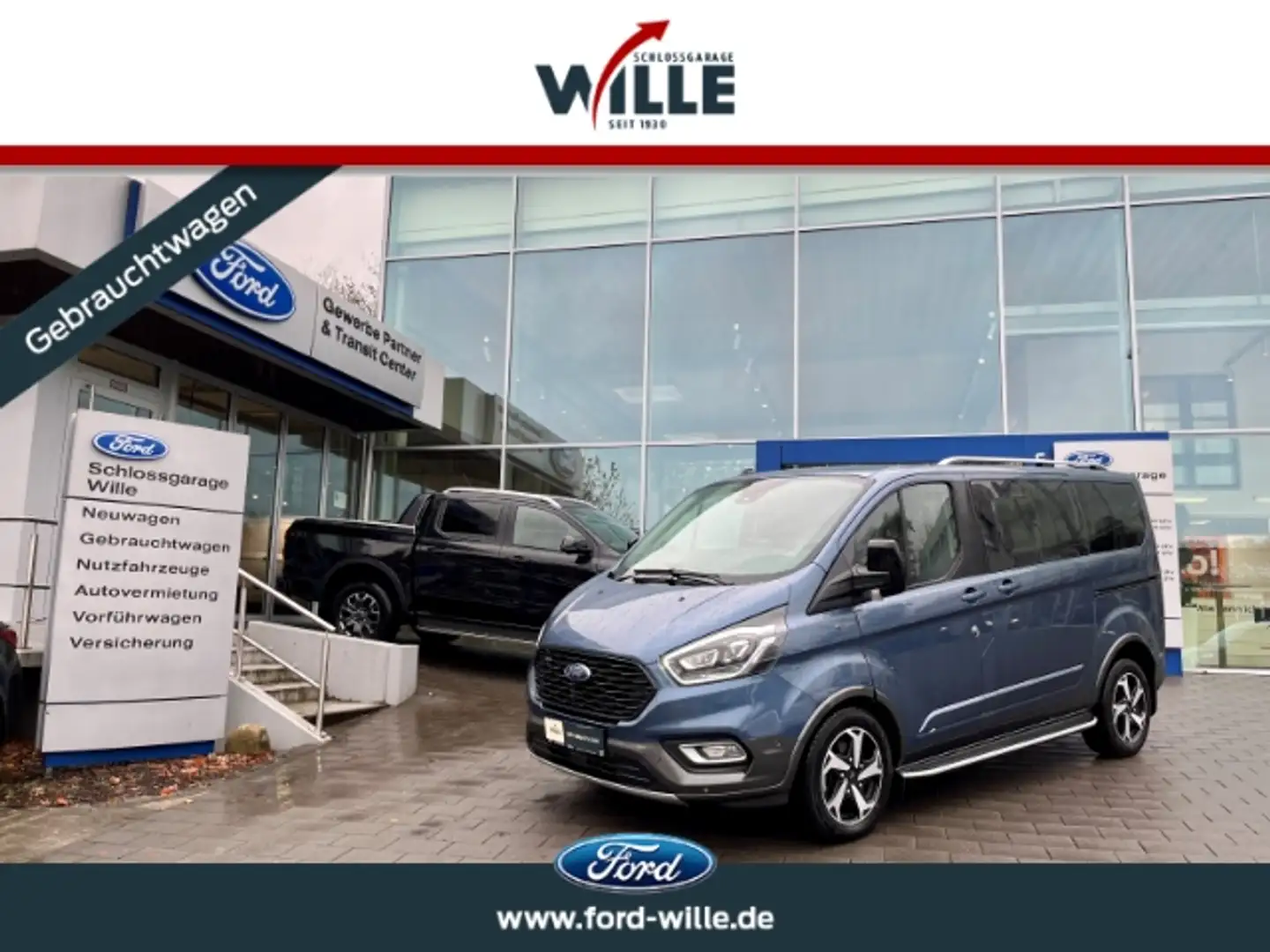 Ford Tourneo Custom Active Automatik 320 L1 Navi RFK Blauw - 1