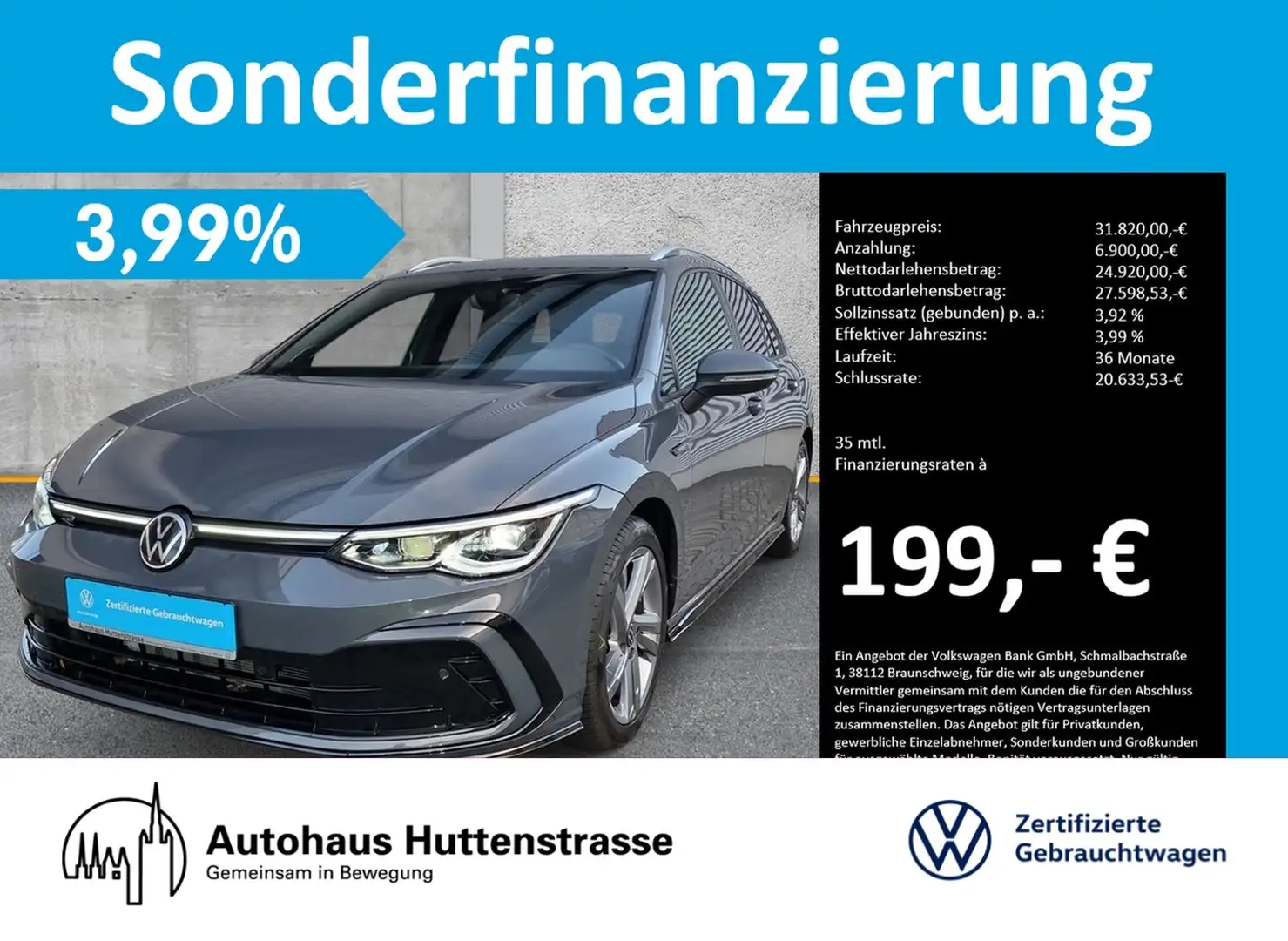 Volkswagen Golf VIII Variant 1.5 eTSI DSG R-Line PANO HARMAN Gris - 1