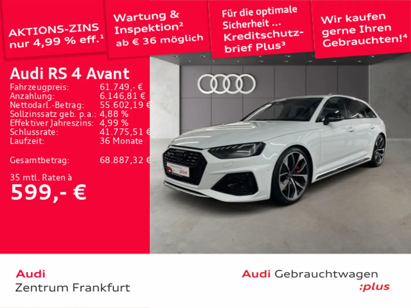 Audi RS4 RS4 Avant tiptronic MatrixLED B&O Massage HuD Weiß - 1