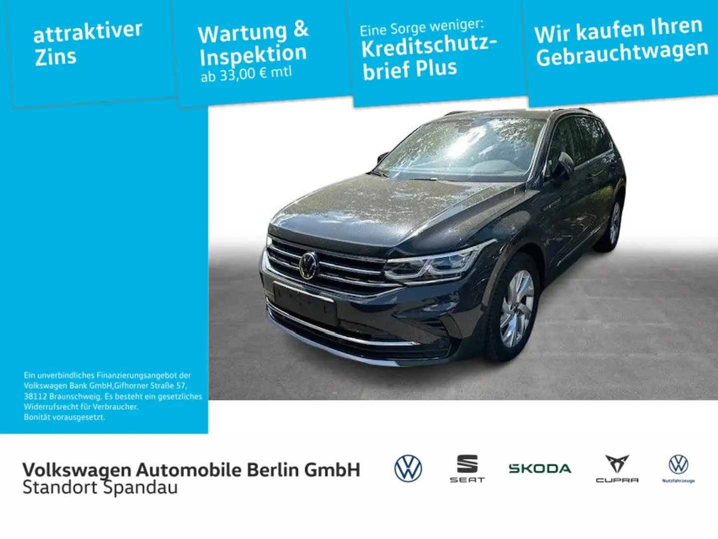 Volkswagen Tiguan 2.0 TSI Elegance 4M.DSG Navi Pano LED ACC Gris - 1