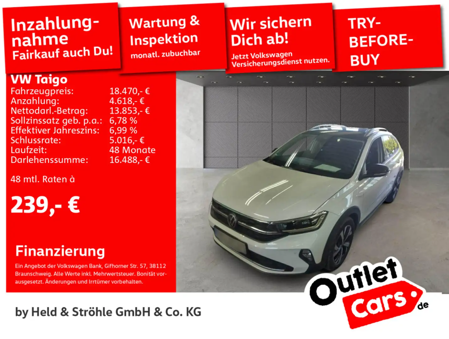 Volkswagen Taigo Style 1.0 TSI DSG NAV MATRIX R-KAM PDC SHZ Weiß - 1