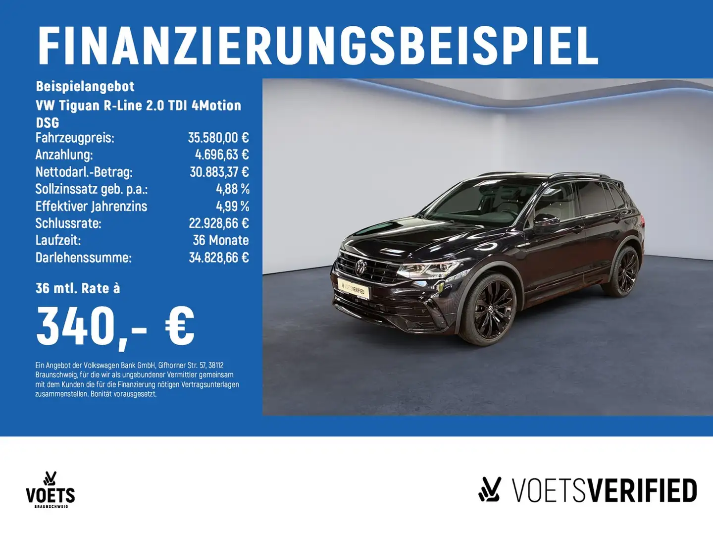 Volkswagen Tiguan R-Line 2.0 TDI 4Motion DSG MATRIX-LED+RearView+... Schwarz - 2