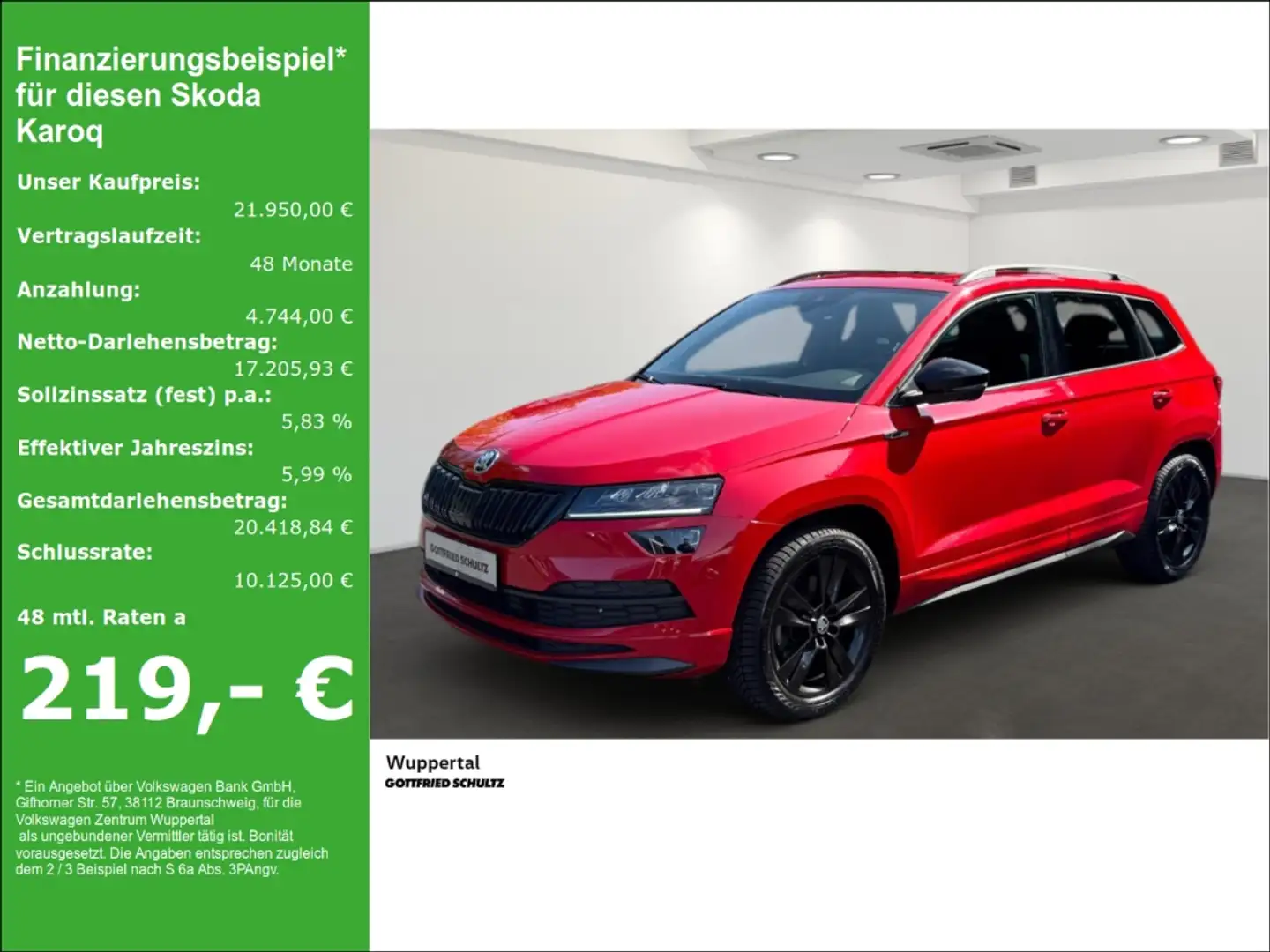 Skoda Karoq 2.0 TSI Sportline 4M DSG AHK PANO DCC NAVI KAM LED Rood - 1