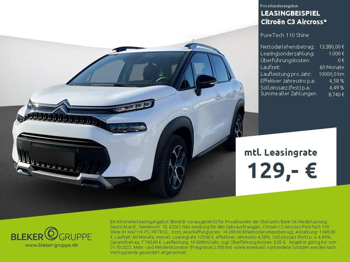 Citroen C3 Aircross PureTech 110 Shine Blanc - 2