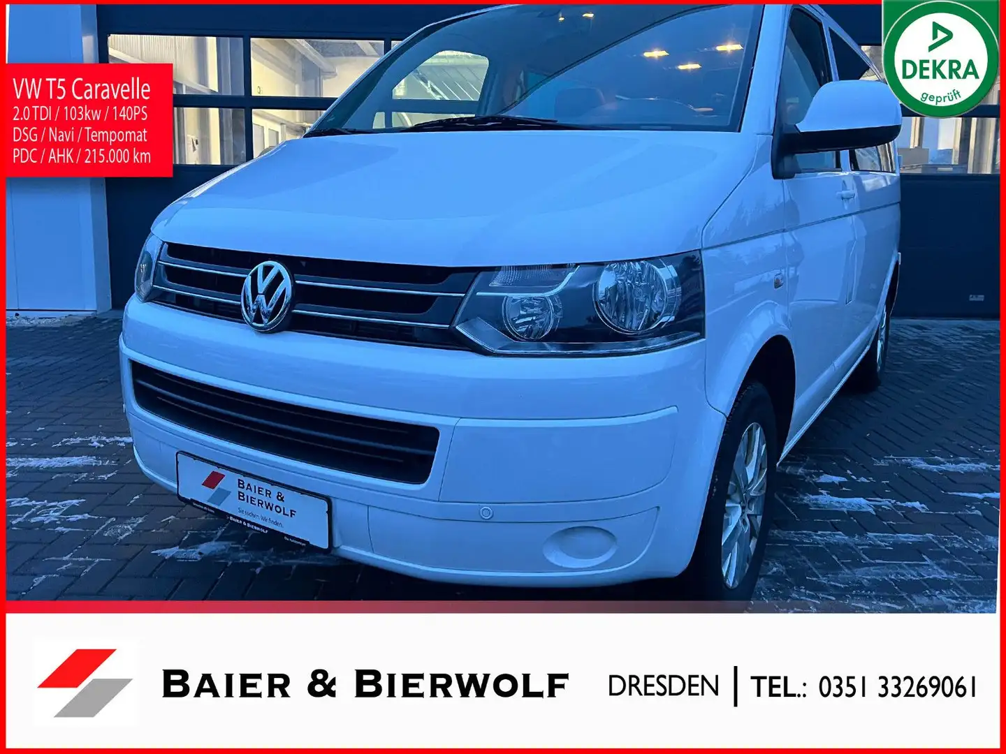 Volkswagen T5 Caravelle Comfortline 140PS DSG 8SP AHK PDC Blanc - 1