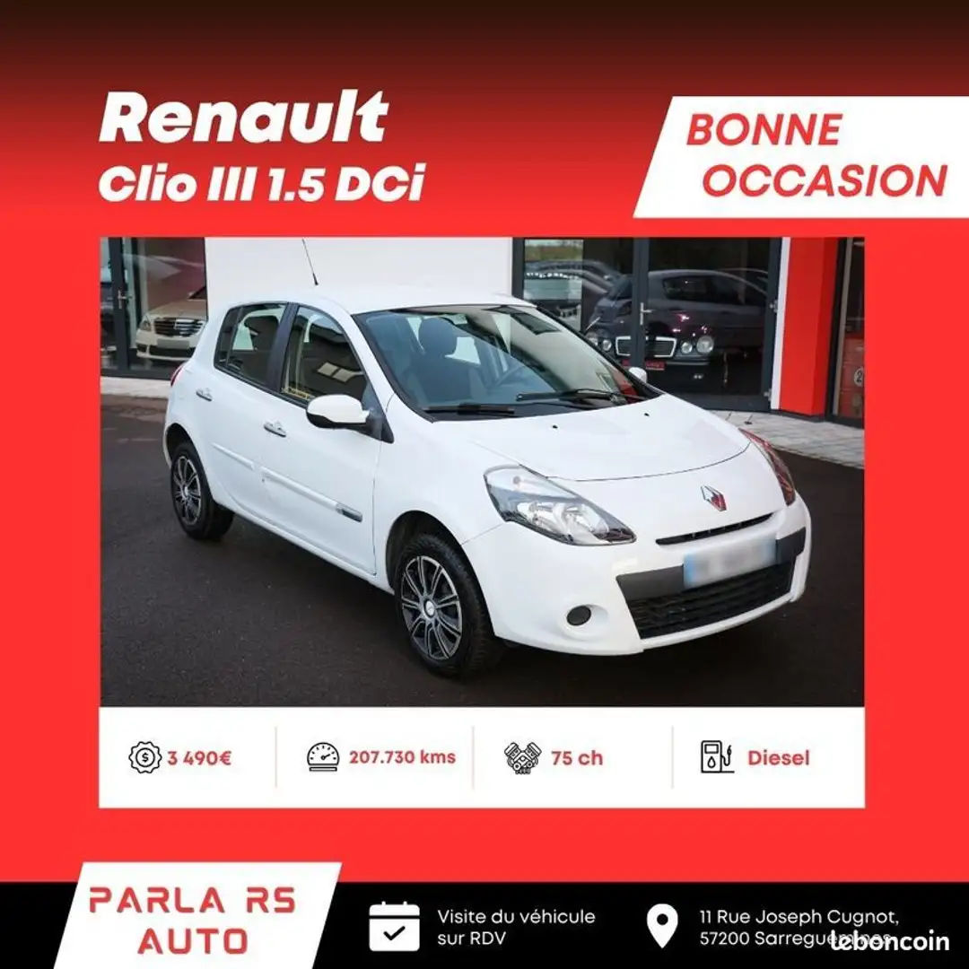 Renault Clio III 1.5 DCi 75ch Blanc - 1