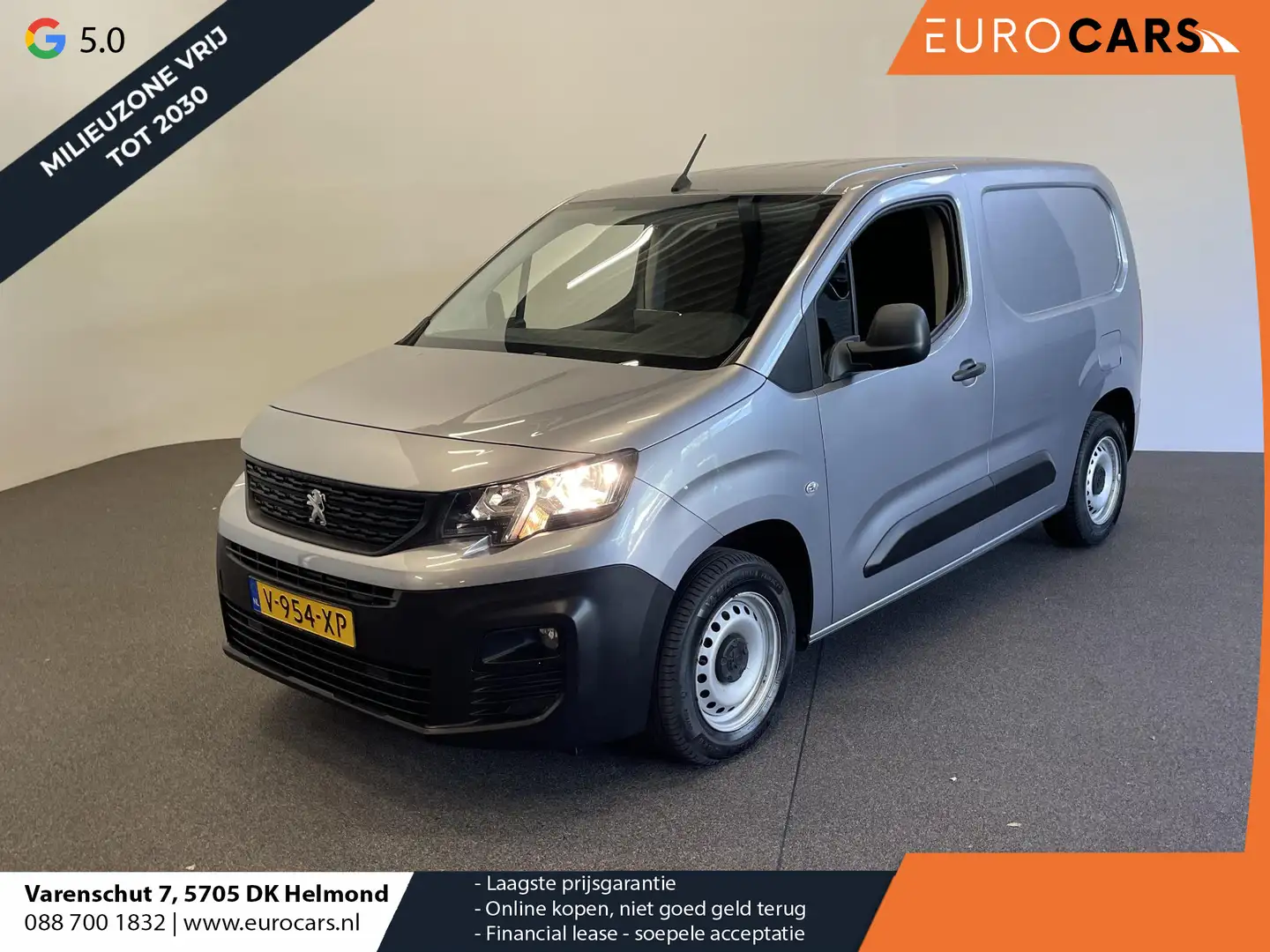 Peugeot Partner 1.6 BlueHDI Premium Airco Carplay Navi Cruise Cont Grijs - 1