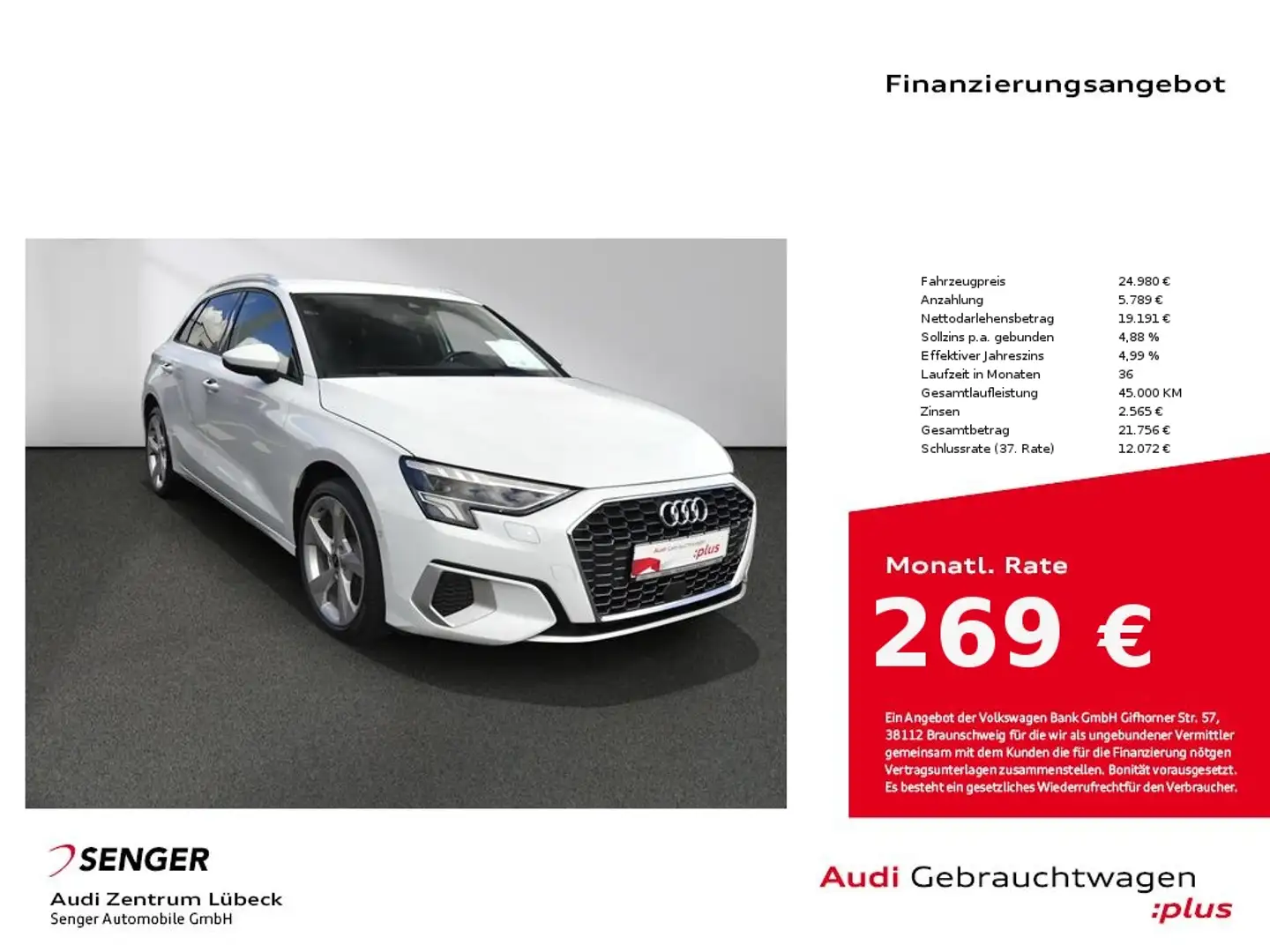 Audi A3 40 TFSI e Advanced Navi AHK PDC LED Weiß - 1