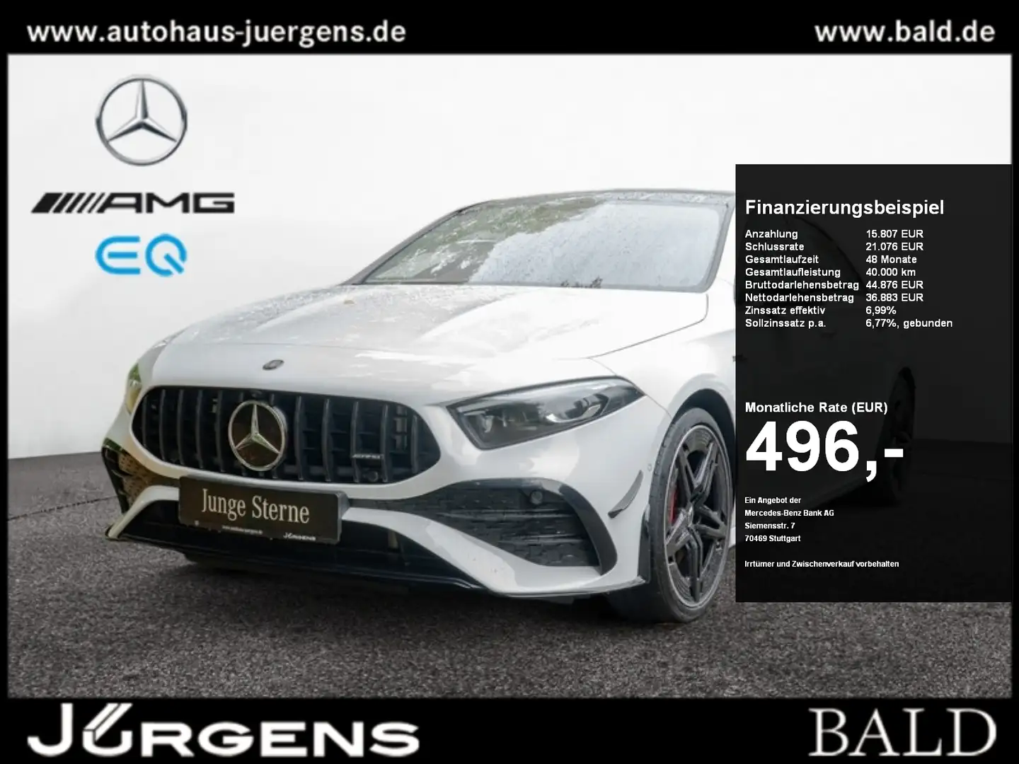 Mercedes-Benz A 35 AMG 4M Limo Aero/Pano/Burm/360/Night/Memo Weiß - 1