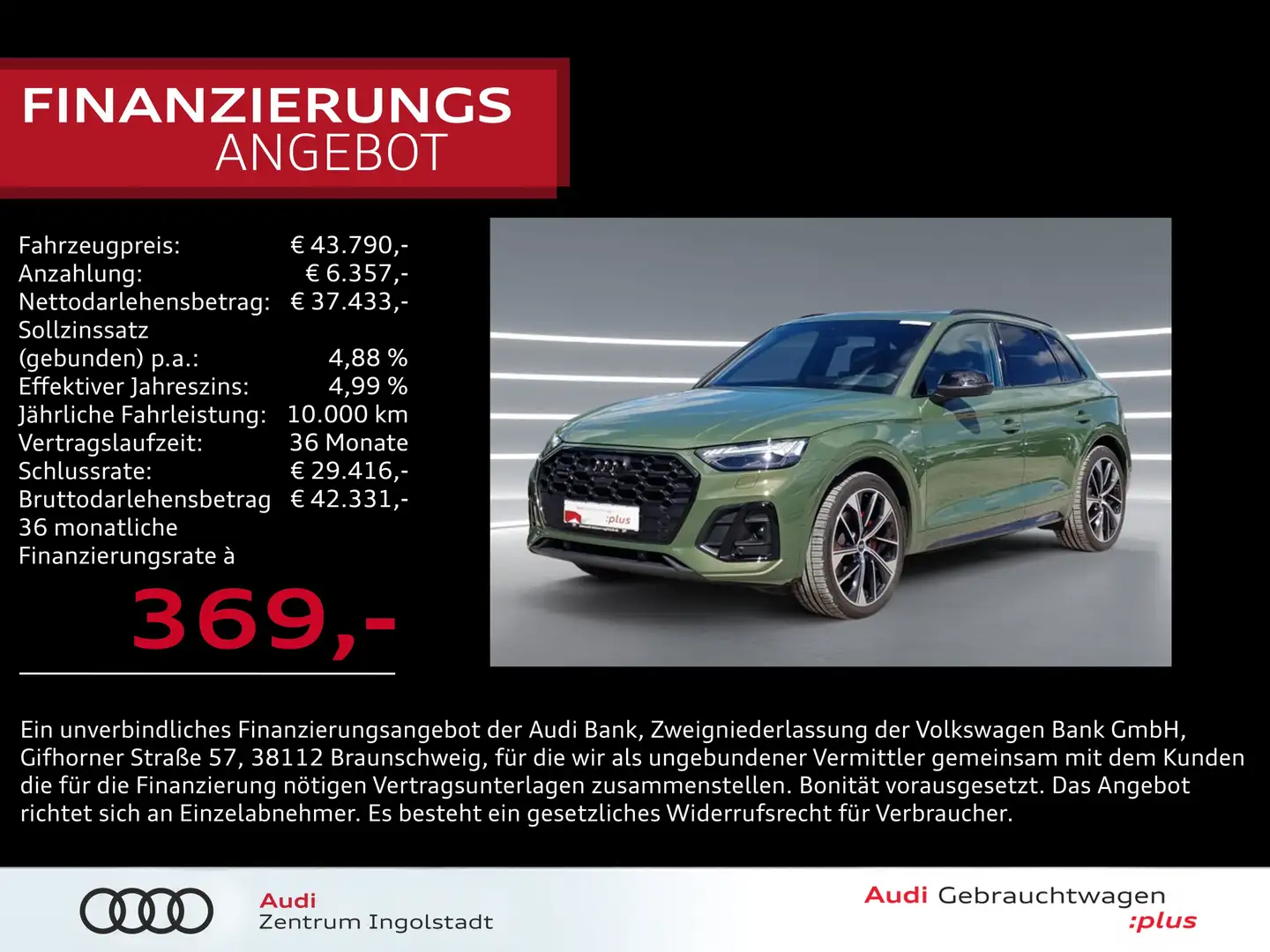 Audi Q5 40 TDI qu S line edition one MATRIX Pano 21" Grün - 1