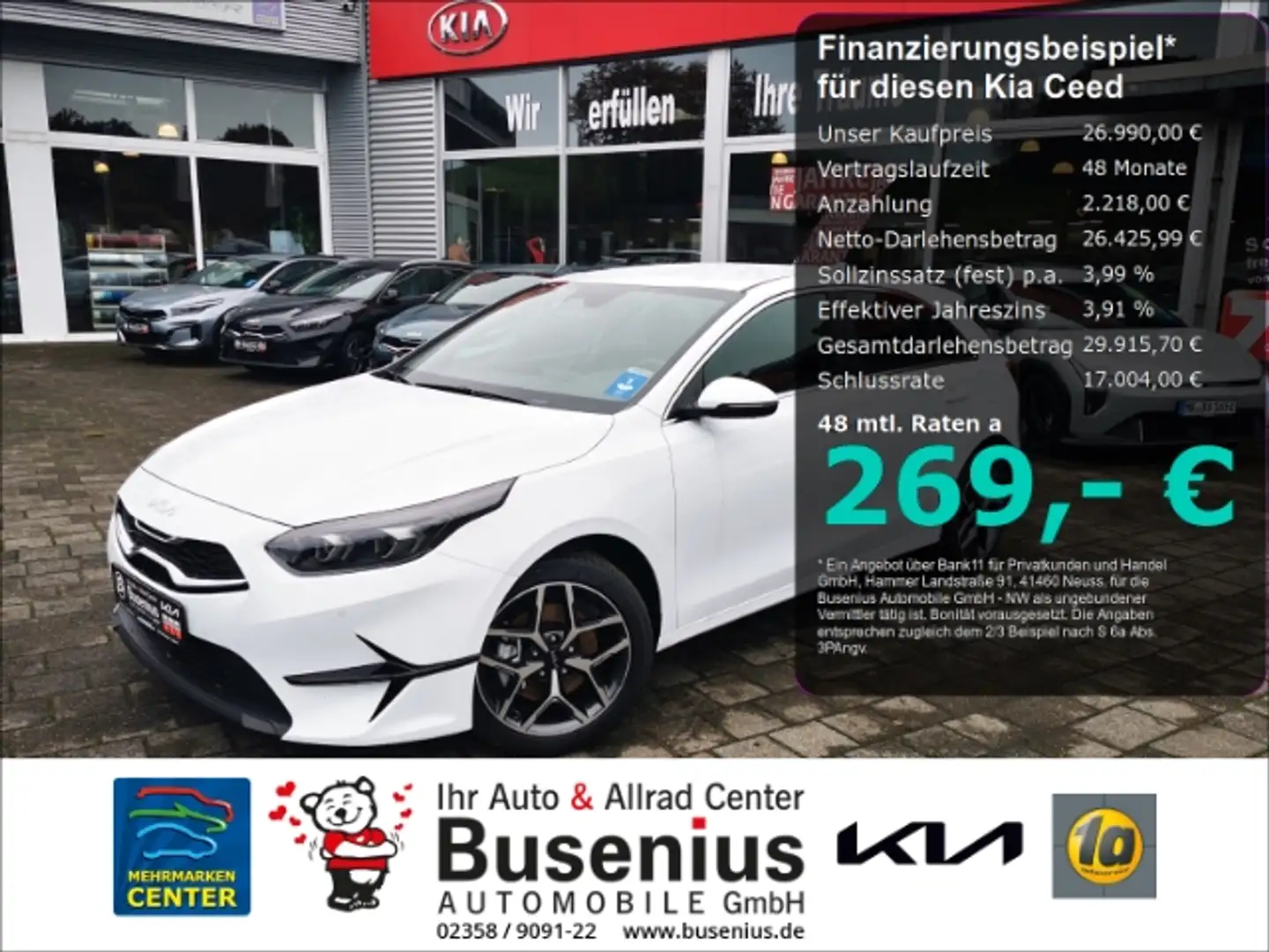 Kia Ceed / cee'd 1,5T DCT Ultimate +Style+Sound+Navi+17Zoll Alb - 1