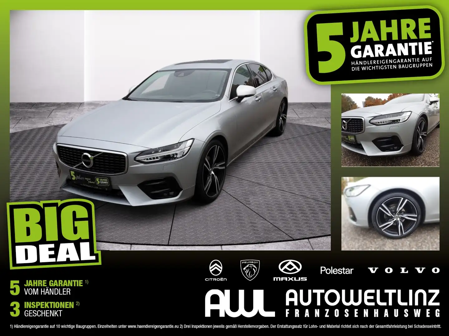 Volvo S90 D4 AWD R-Design Geartronic Allrad, Automatik, Silber - 1