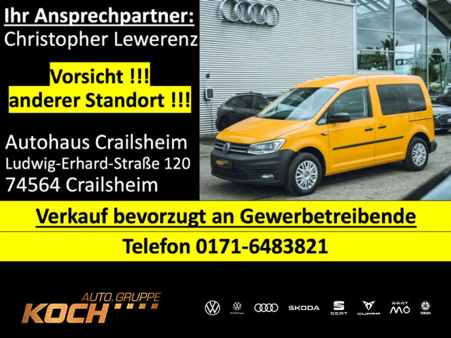 Volkswagen Caddy Tredline 2.0 TDI AHK Xenon Navi Klimaauto Amarillo - 1