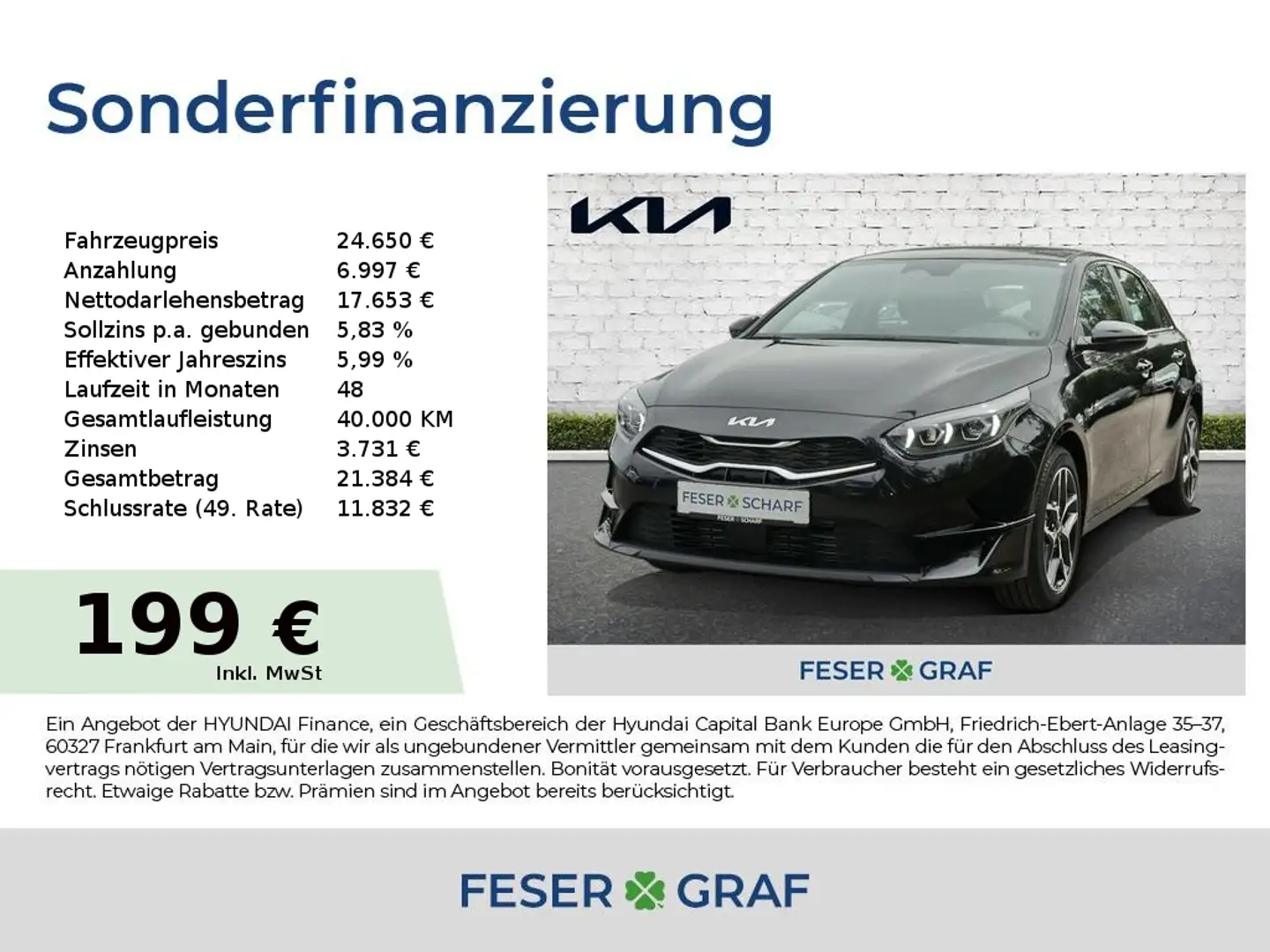 Kia Ceed / cee'd 1.5T 140 DCT7 SPIRIT TECHNIK Zwart - 1