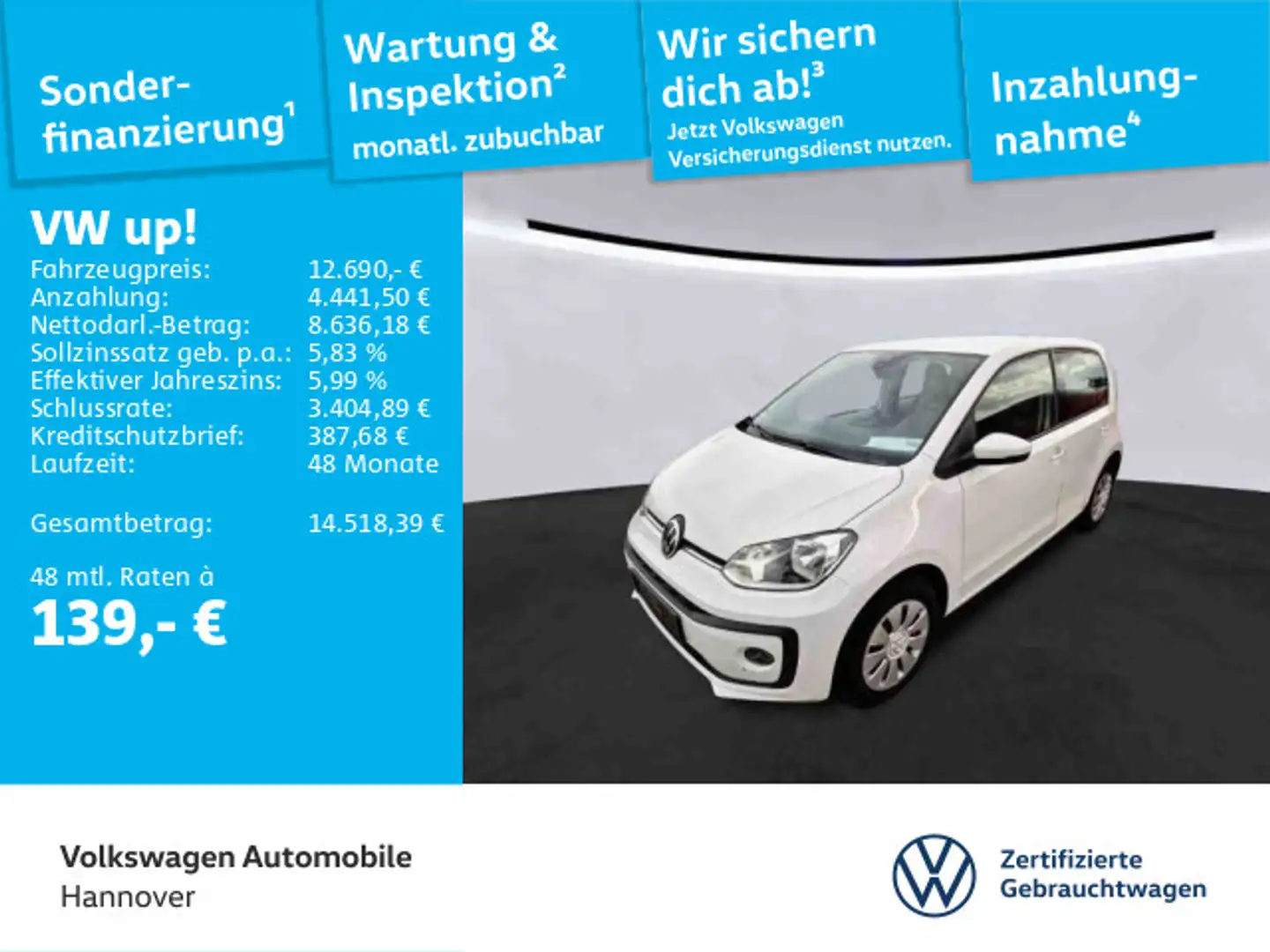 Volkswagen up! 1.0 move up! Kamera PDC SHZ Weiß - 1