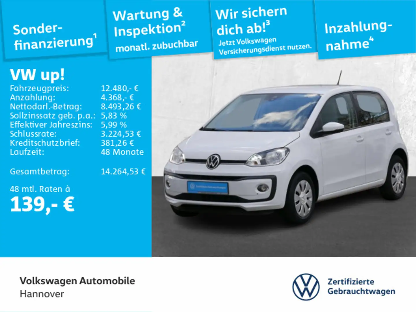 Volkswagen up! 1.0 move up! Kamera PDC SHZ Weiß - 1