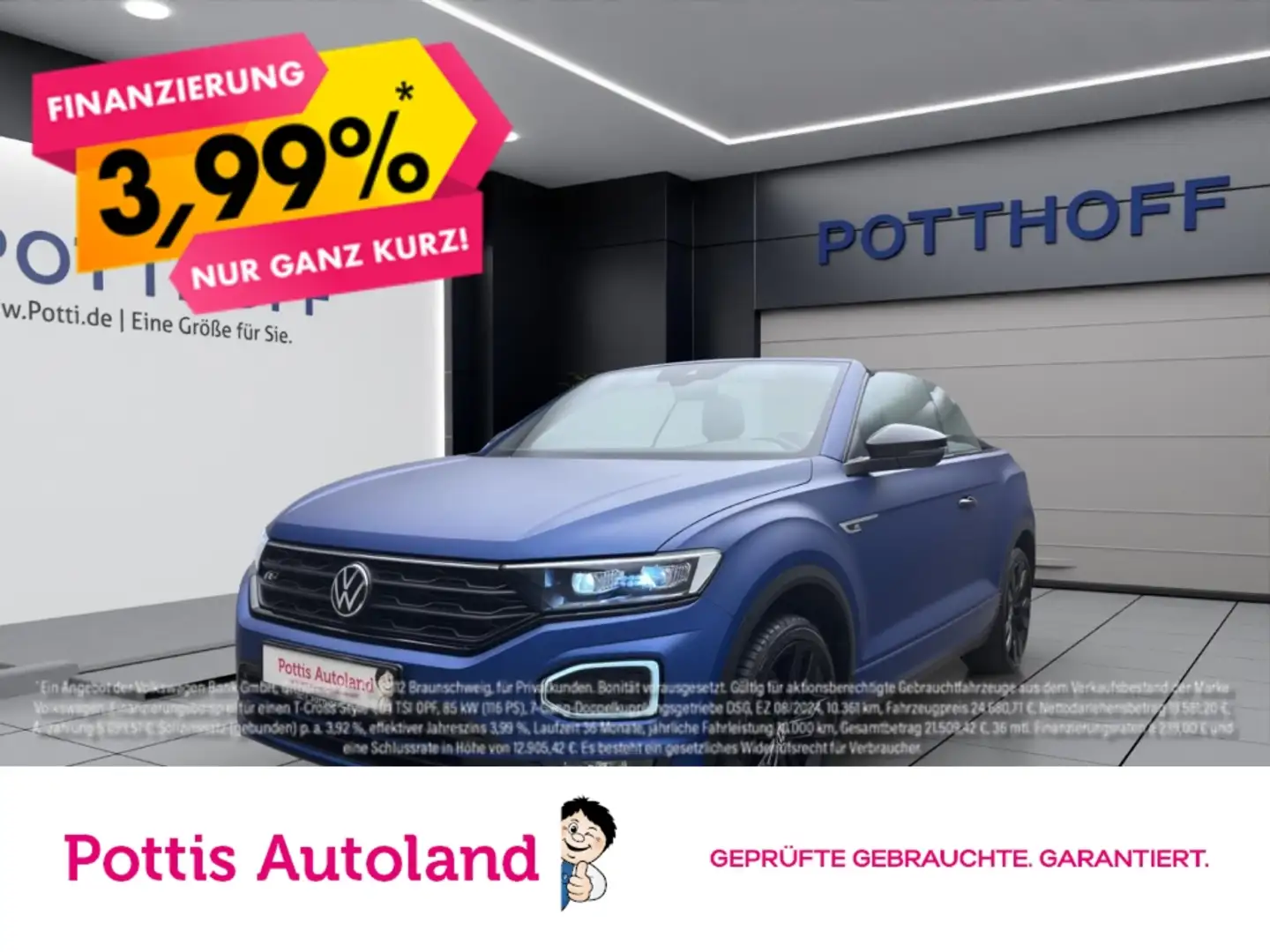 Volkswagen T-Roc Cabriolet 1.5 TSI DSG R-LINE NAVI AHK KAMERA PDC Blau - 1