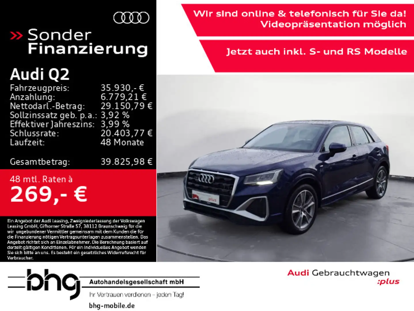 Audi Q2 40 TFSI quattro S tronic S line Blau - 1